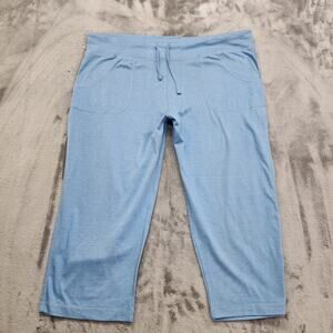 Garland Pants Womens 1X Large Blue Pull‎ On Crop Capri Drawstring Pockets Casual